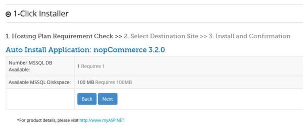 myASP.Net free nopcommerce hosting - setting up 1st step