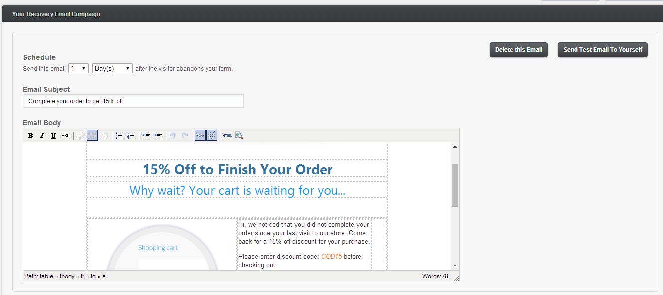 Rejoiner E-mail Campaign Interface