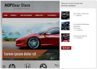 NopGear Responsive nopCommerce Theme - Slide-out menu & mini shopping cart