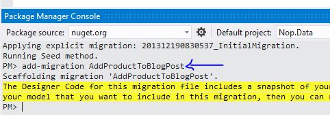 EF Migrations in nopCommerce - Add Product To Blog Post