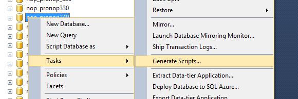 SQL Server Management Studio "Generate Scripts" tool