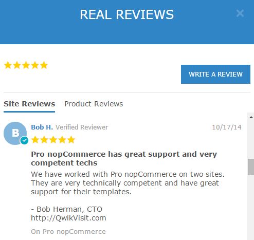 Pro nopCommerce real customer reviews and testimonials