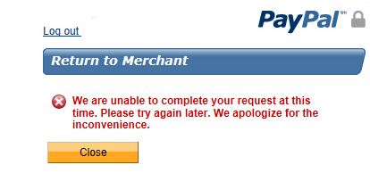 nopCommerce payment unsuccessful