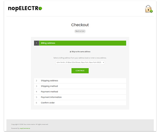 NopElectro Clean Checkout page